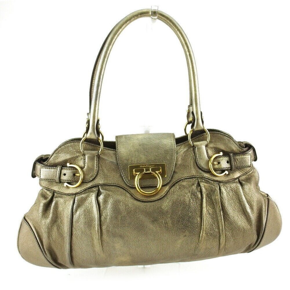 Salvatore Ferragamo Tote Bag Ganchini Leather Authentic USED